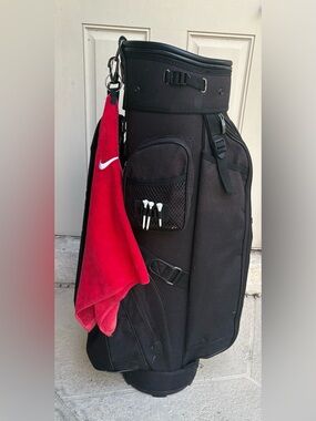 Men’s Black Knight Golf Cart Bag 6-Way Divider Single Shoulder Strap USA Made